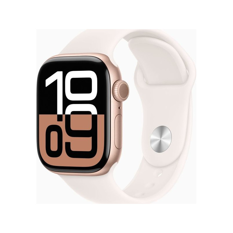 Apple Watch 10 42mm GPS + Cellular Aluminium Rose Gold avec Light Blush Sport Band M/L MWXA3